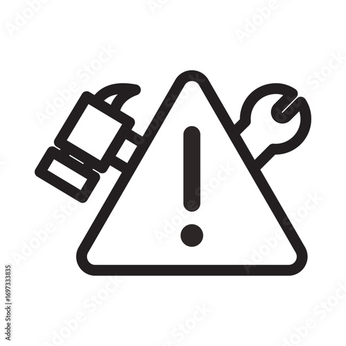 Danger Maintenance Warning Sign Line Icon of Road Construction Icon Set