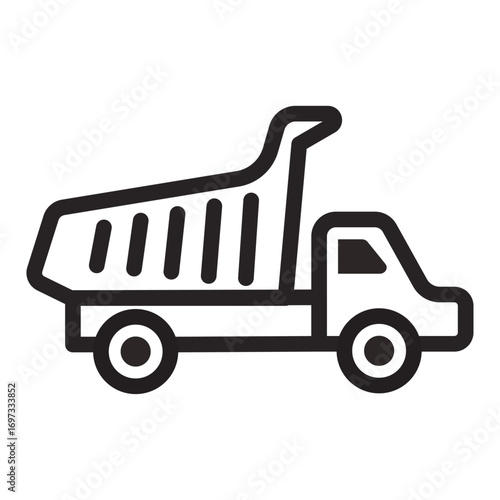 Dump Truck Line Icon of Road Construction Icon Set