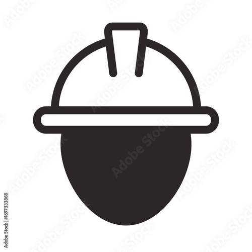 Safety Helmet Line Icon of Road Construction Icon Set