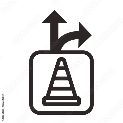 Detour Sign Line Icon of Road Construction Icon Set