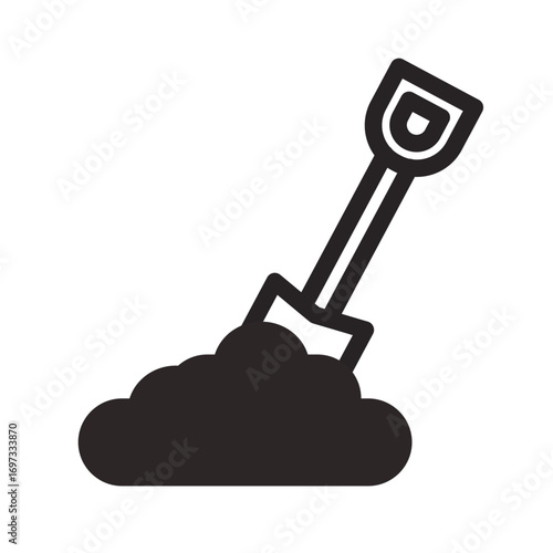 Shovel Line Icon of Road Construction Icon Set