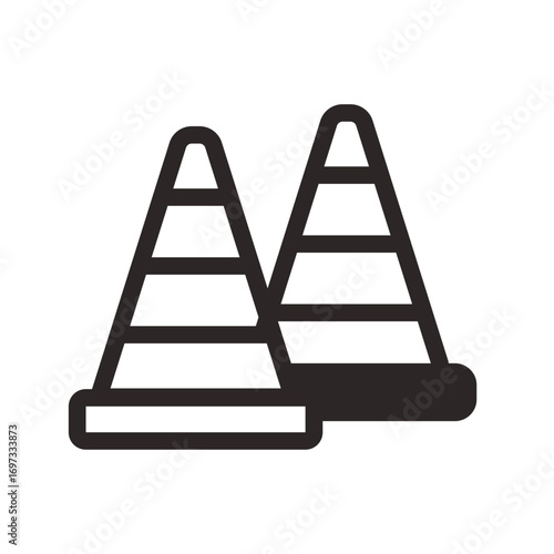 Traffic Cones Line Icon of Road Construction Icon Set