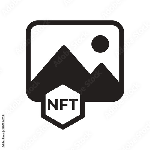 NFT Digital Art Line Icon of NFTs (Non-Fungible Tokens) Icon Set