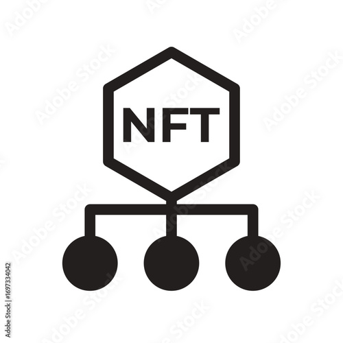 NFT Blockchain Network Line Icon of NFTs (Non-Fungible Tokens) Icon Set