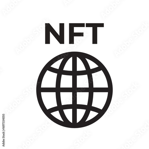 NFT Globe Line Icon of NFTs (Non-Fungible Tokens) Icon Set
