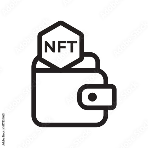 NFT Wallet Line Icon of NFTs (Non-Fungible Tokens) Icon Set