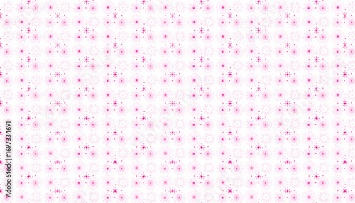 Pink starburst floral pattern repeating across a white background seamlessly vector