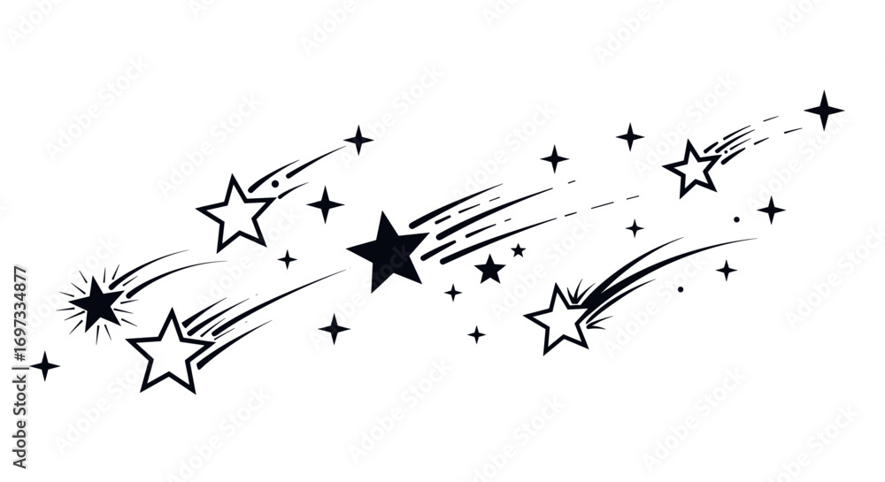 Obraz premium Shooting stars icon vector design isolated on white background