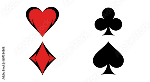 Playing card suit icon vector set heart spade club diamond