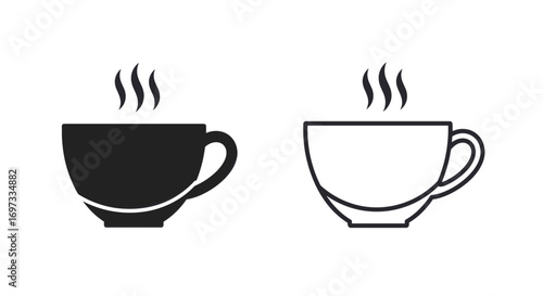 Coffee cup icon vector set black and outline style
