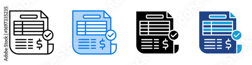 Invoice icon set multiple style collection