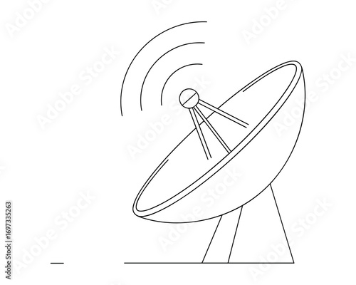 Satellite Dish Antenna Illustration - Communication Equipment broadcasting Signals.