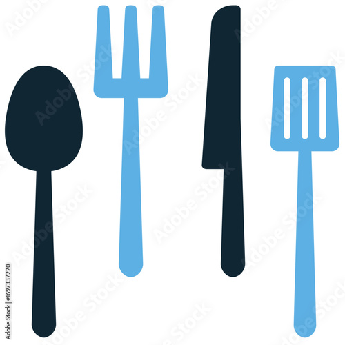 Utensil icon vector. Ideal for kitchens, restaurants, and food themes. A simple, clear symbol representing a set of tools used for cooking and eating.