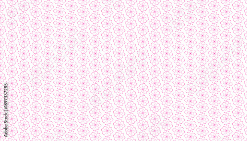 Repeating pattern of small pink outlined flowers on a white background seamless floral