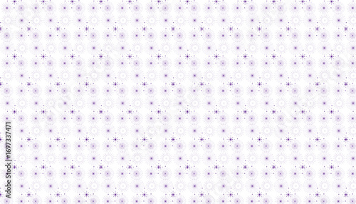 Repeating pattern of small purple starburst floral elements on a white background abstract