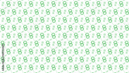 Seamless geometric pattern of green squares and star shapes on white background texture