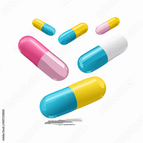 pills on white background