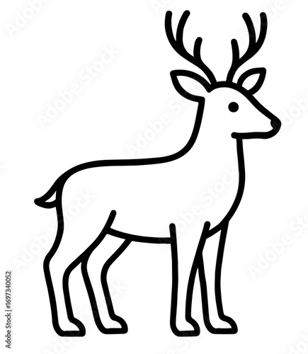 Deer Minimalist Outline Coloring Page for Kids and Adults Printable Easy Art Therapy