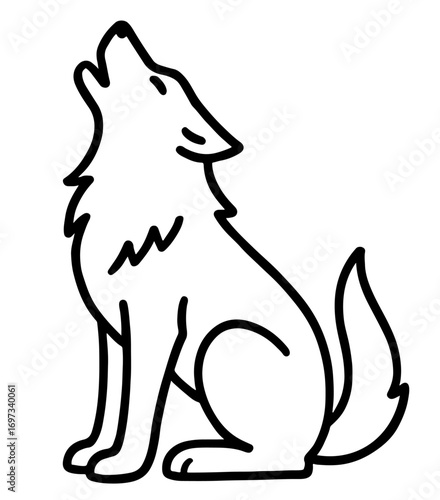 Wolf Minimalist Outline Coloring Page for Kids and Adults Printable Easy Art Therapy