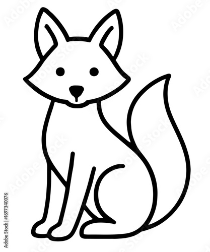 Fox Minimalist Outline Coloring Page for Kids and Adults Printable Easy Art Therapy