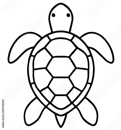 SeaTurtle Minimalist Outline Coloring Page for Kids and Adults Printable Easy Art Therapy
