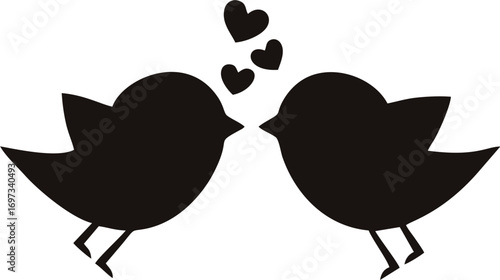 Love Birds and Hearts Silhouette