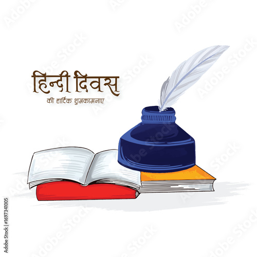 Happy hindi divas indian mother language celebration card design