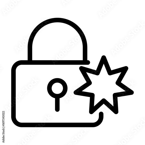 Ransomware Lock Line Icon of Cybersecurity Icon Set