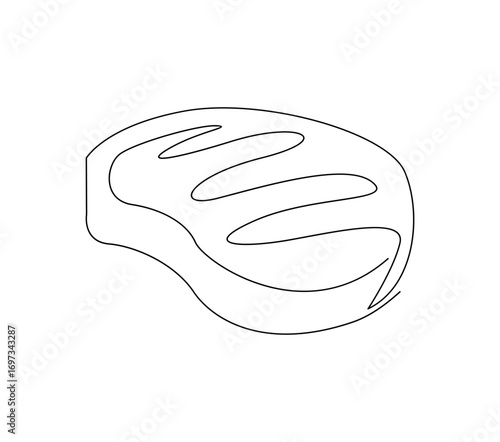 Beef Steak Single Line Art Drawing