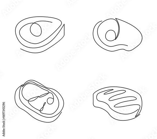 Continuous Line Art of Meat Cuts