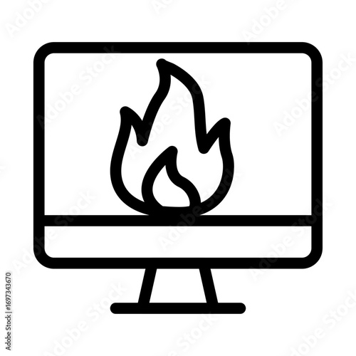 Computer Firewall Line Icon of Firewalls and VPNs Icon Set
