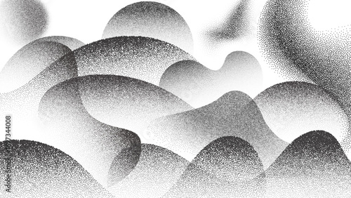 transparent gradient in organic flowing pattern of soft grain and particle undulate texture. Abstract ripple form with smooth dissolve and dust fade. Monochrome stipple Vector illustration  