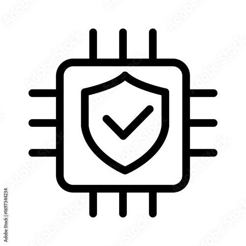 Secure Chip Line Icon of Antivirus and Malware Icon Set