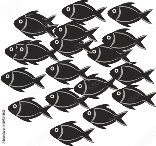 Fish Vector Collection,  Vintage Illustration Pattern with Hipster Mustache and Glasses Motifs for Fun Backgrounds, Posters, Stationery, and Unique Graphic Design Use