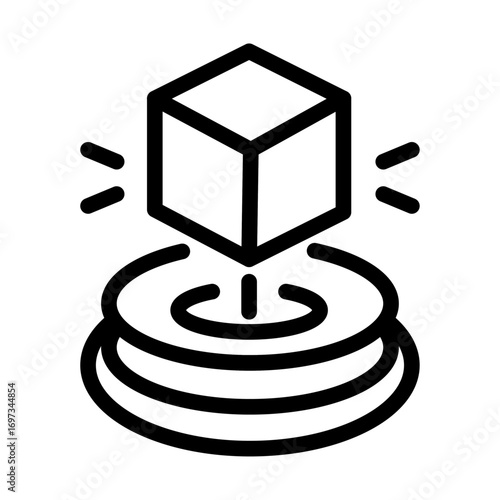 Quantum Cube Line Icon of Quantum Computing Icon Set