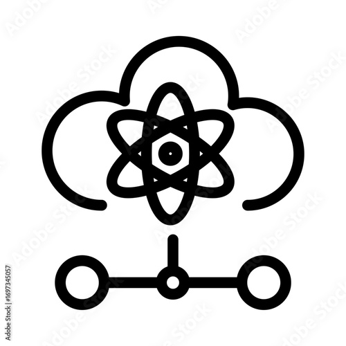 Quantum Cloud Line Icon of Quantum Computing Icon Set