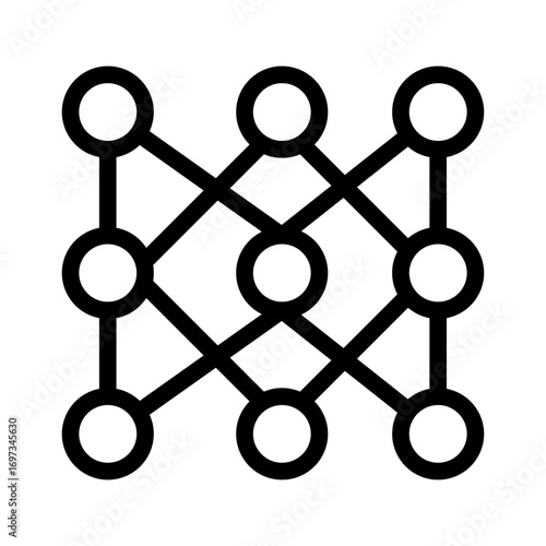 Deep Learning Grid Line Icon of Machine Learning Icon Set