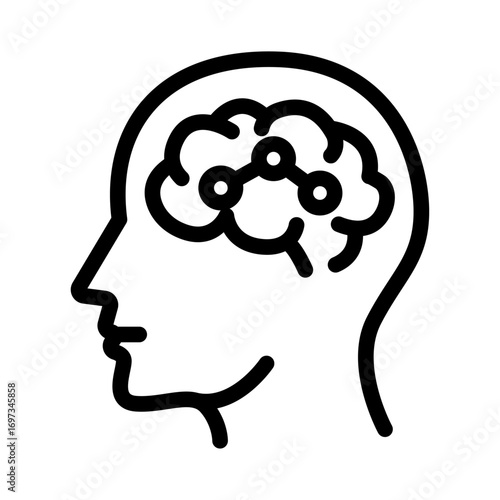 Cognitive Profile Line Icon of Deep Learning Icon Set