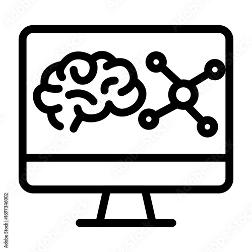 Neural Monitor Line Icon of Icon Set