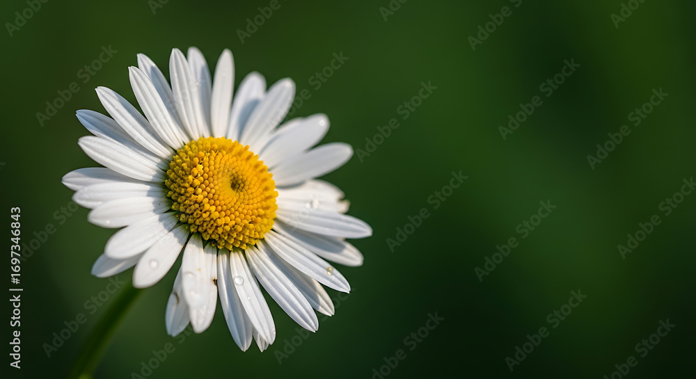 Obraz premium Daisy flower close-up on green background