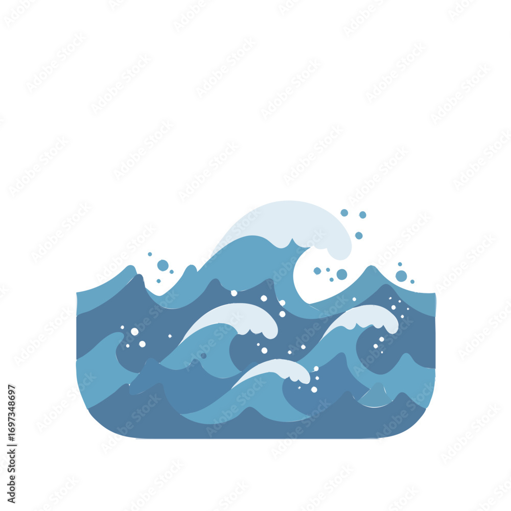 Obraz premium Ocean waves vector illustration, sea design, blue water, summer, nature background