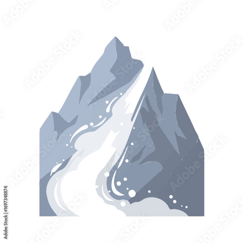 Mountain with Avalanche Illustration, Snow, Nature, Landscape, Winter Scene, Vector