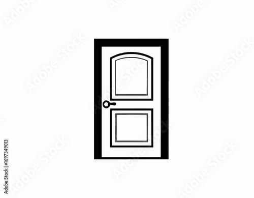 Closed door simple line drawing entrance to a building access concept high quality professional