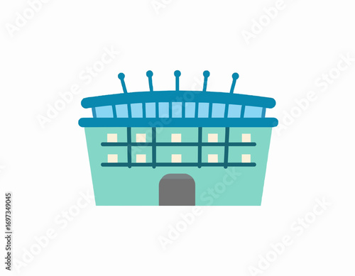 Stadium Simple style with blue and green colors for sporting events minimal style high quality professional
