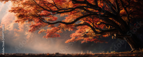 Captivating autumn in japan maple trees embracing summer warmth nature scene serene environment landscape view