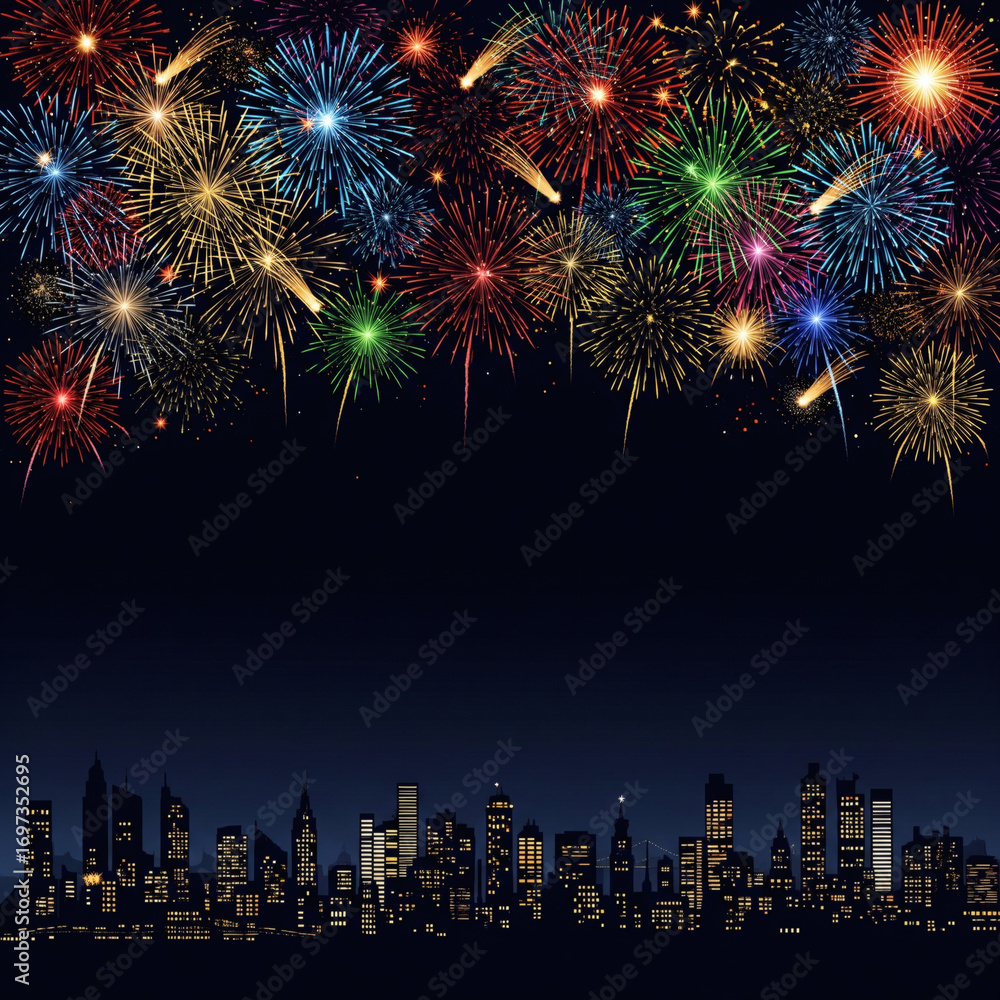 Fototapeta premium new_year_fireworks_copyspace_background
