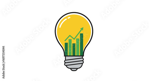 Bright idea concept with graph inside light bulb representing growth.