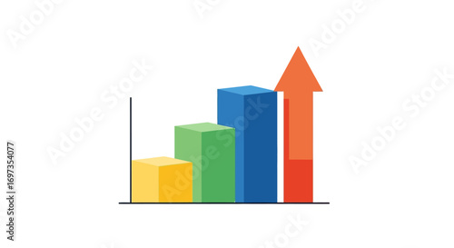 Free Download Colorful Bar Graph with Upward Arrow Illustrating Growth. - GFXLoad