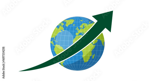Global Growth Upward Trend Earth Arrow.