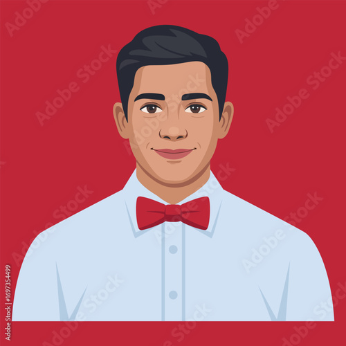 Portrait of a young Latin American man, Social Media Avatar flat vector